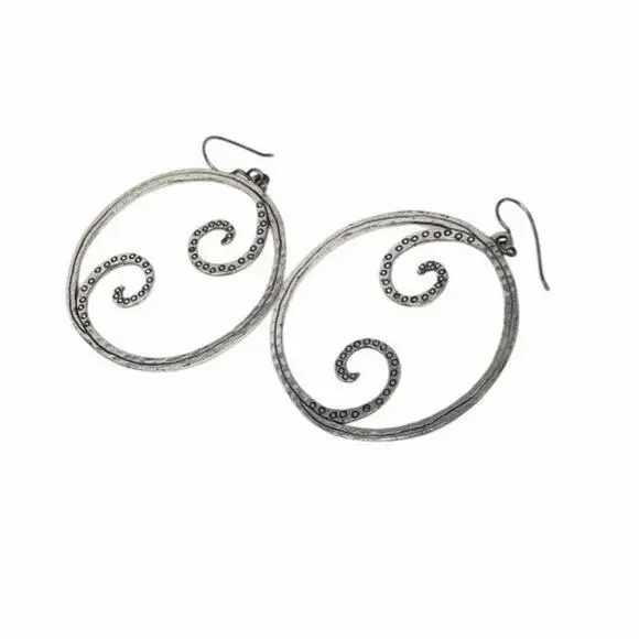 Brighton Sea of Love Crystal Swirl Silver Hoop Earrings - Picture 2 of 3